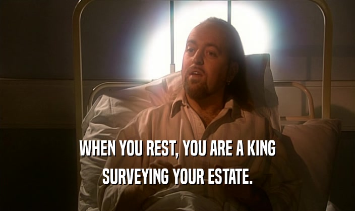 WHEN YOU REST, YOU ARE A KING
 SURVEYING YOUR ESTATE.
 
