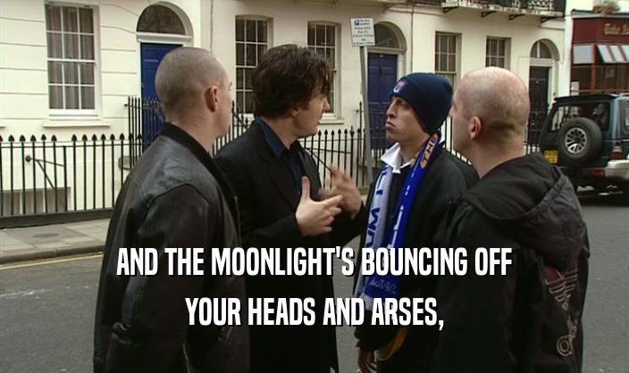 AND THE MOONLIGHT'S BOUNCING OFF YOUR HEADS AND ARSES, 