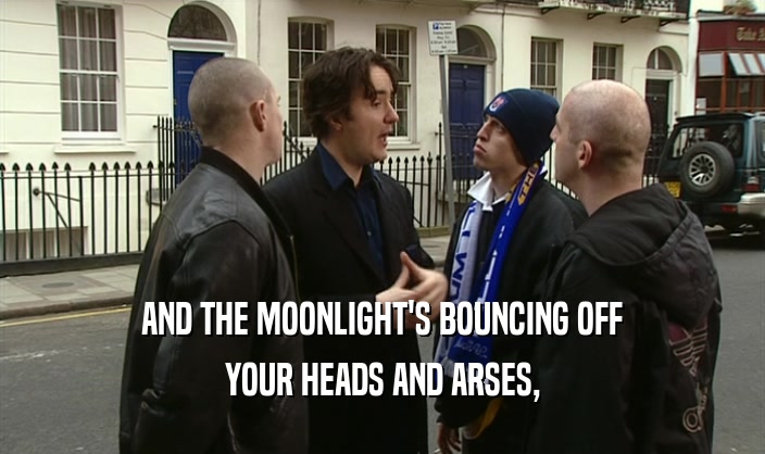 AND THE MOONLIGHT'S BOUNCING OFF YOUR HEADS AND ARSES, 