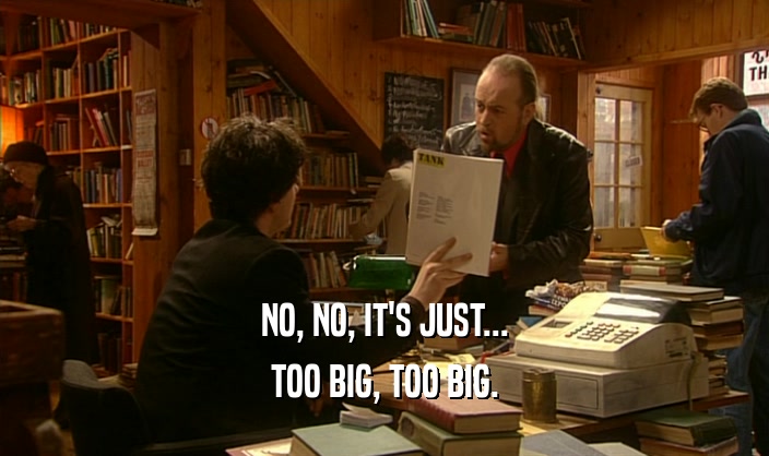NO, NO, IT'S JUST... TOO BIG, TOO BIG. 