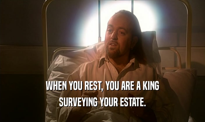 WHEN YOU REST, YOU ARE A KING SURVEYING YOUR ESTATE. 