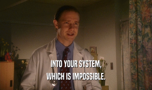 INTO YOUR SYSTEM, WHICH IS IMPOSSIBLE. 