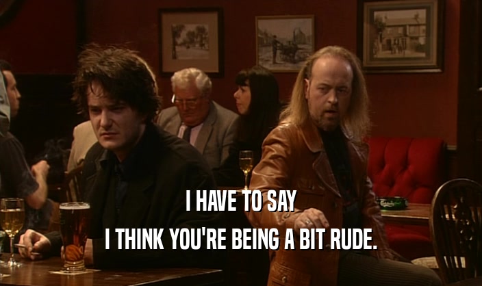 I HAVE TO SAY I THINK YOU'RE BEING A BIT RUDE. 
