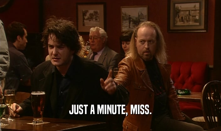JUST A MINUTE, MISS.  