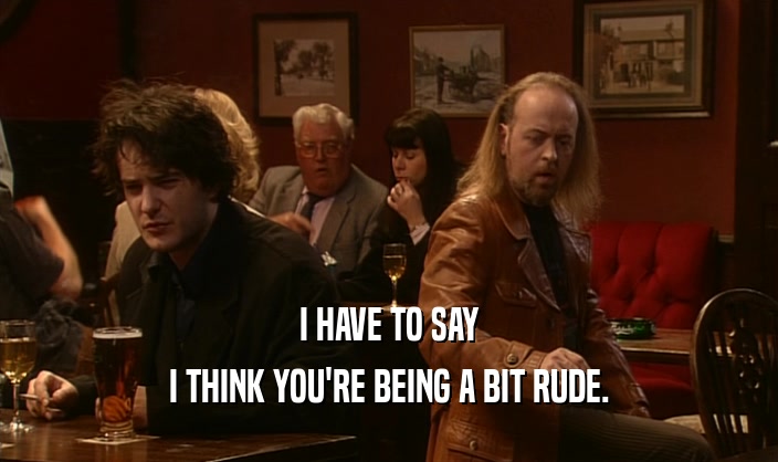 I HAVE TO SAY I THINK YOU'RE BEING A BIT RUDE. 