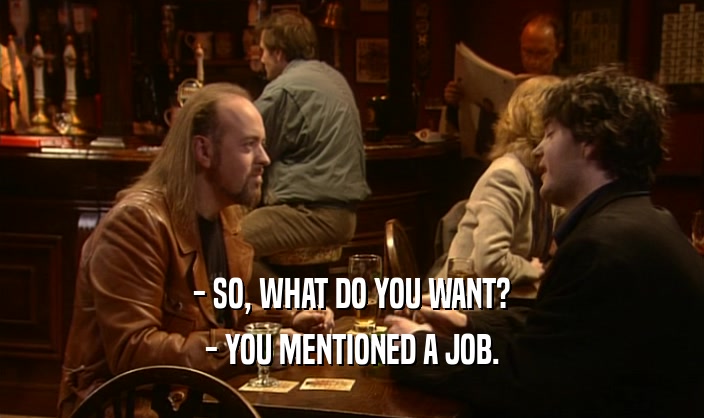 - SO, WHAT DO YOU WANT? - YOU MENTIONED A JOB. 
