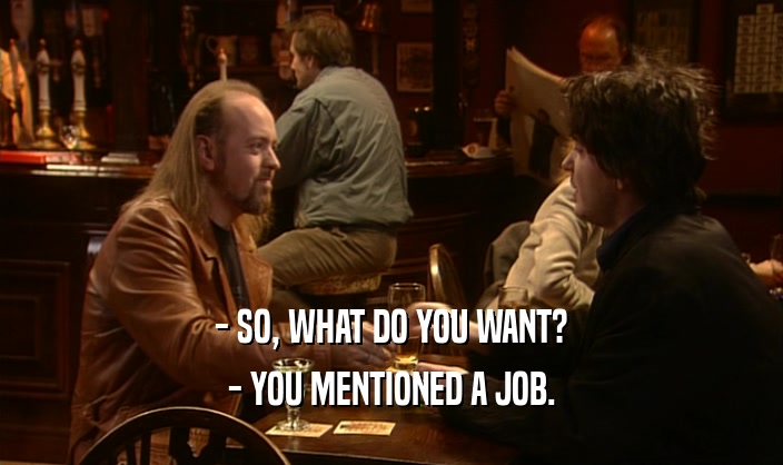 - SO, WHAT DO YOU WANT? - YOU MENTIONED A JOB. 