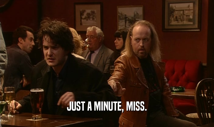 JUST A MINUTE, MISS.  