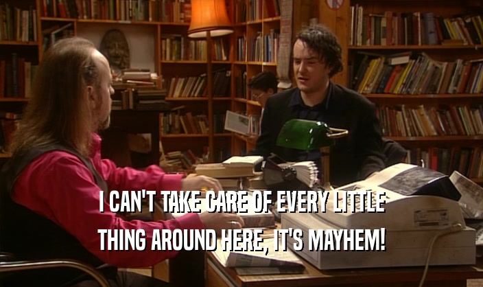 I CAN'T TAKE CARE OF EVERY LITTLE THING AROUND HERE, IT'S MAYHEM! 