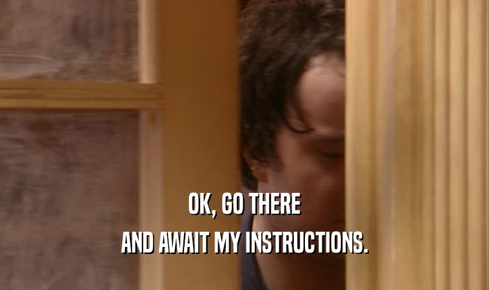 OK, GO THERE AND AWAIT MY INSTRUCTIONS. 
