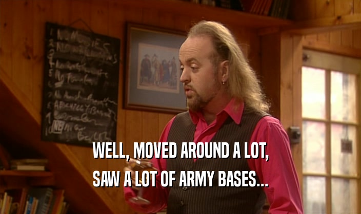 WELL, MOVED AROUND A LOT,
 SAW A LOT OF ARMY BASES...
 