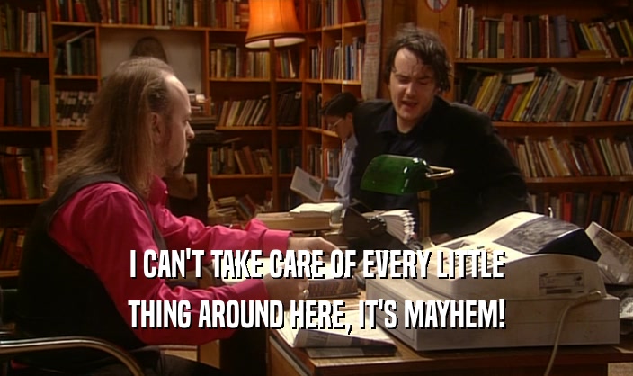 I CAN'T TAKE CARE OF EVERY LITTLE THING AROUND HERE, IT'S MAYHEM! 