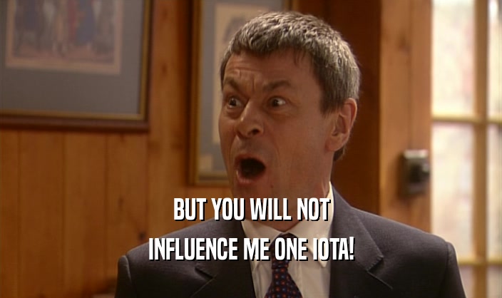 BUT YOU WILL NOT INFLUENCE ME ONE IOTA! 