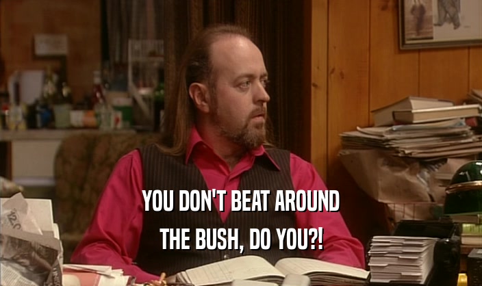 YOU DON'T BEAT AROUND THE BUSH, DO YOU?! 