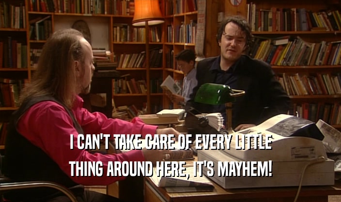 I CAN'T TAKE CARE OF EVERY LITTLE THING AROUND HERE, IT'S MAYHEM! 