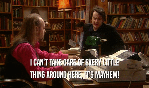 I CAN'T TAKE CARE OF EVERY LITTLE THING AROUND HERE, IT'S MAYHEM! 