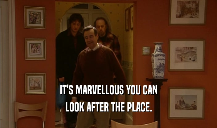 IT'S MARVELLOUS YOU CAN
 LOOK AFTER THE PLACE.
 