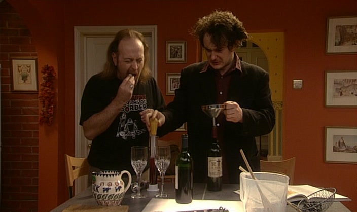 I'M CHEWING THE CORK TO GET IT BACK IN THE BOTTLE. 