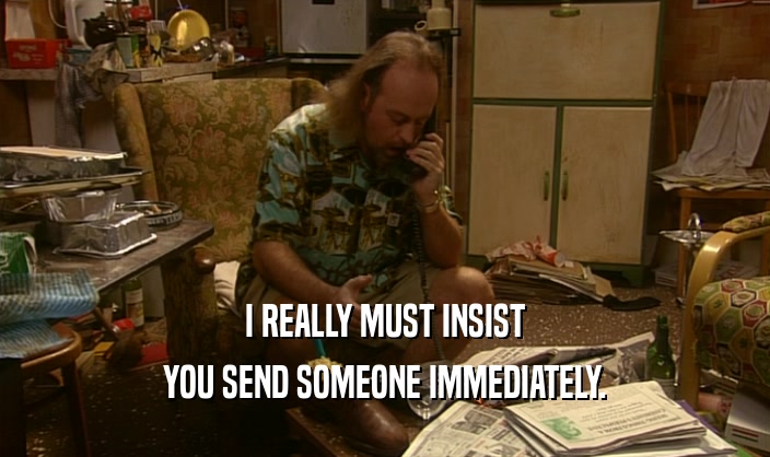 I REALLY MUST INSIST YOU SEND SOMEONE IMMEDIATELY. 
