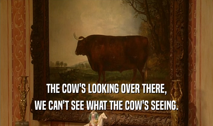 THE COW'S LOOKING OVER THERE, WE CAN'T SEE WHAT THE COW'S SEEING. 
