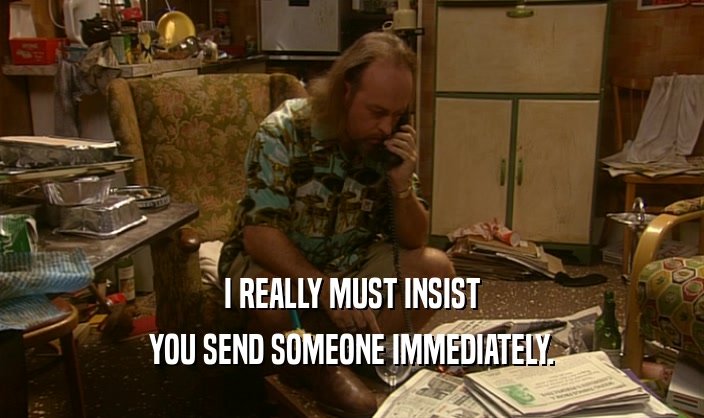 I REALLY MUST INSIST YOU SEND SOMEONE IMMEDIATELY. 