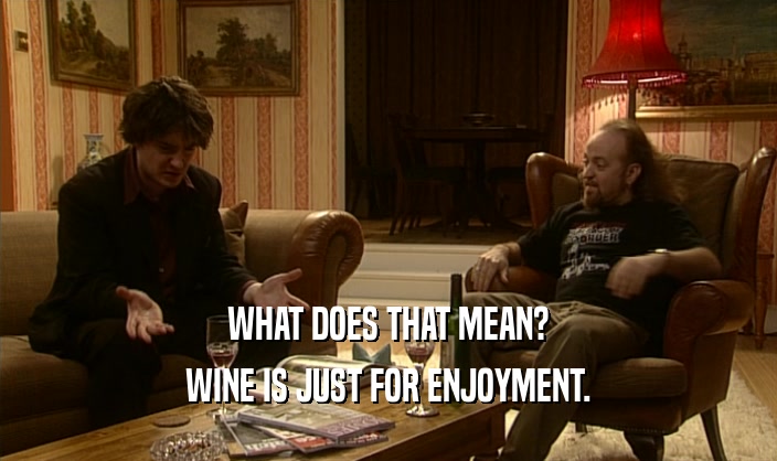 WHAT DOES THAT MEAN? WINE IS JUST FOR ENJOYMENT. 