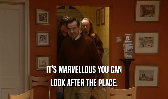 IT'S MARVELLOUS YOU CAN
 LOOK AFTER THE PLACE.
 
