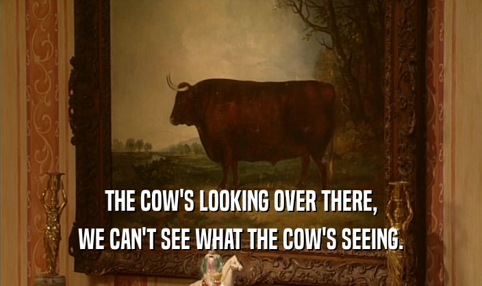 THE COW'S LOOKING OVER THERE,
 WE CAN'T SEE WHAT THE COW'S SEEING.
 