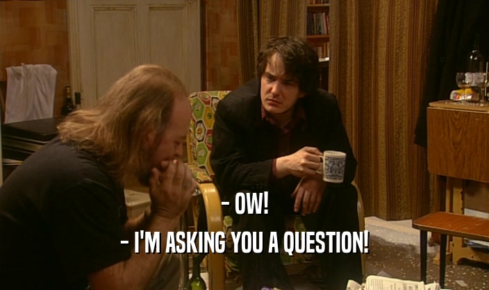 - OW!
 - I'M ASKING YOU A QUESTION!
 