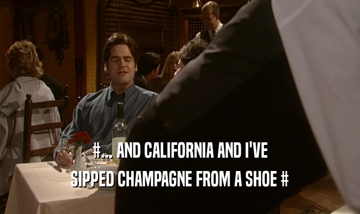#... AND CALIFORNIA AND I'VE SIPPED CHAMPAGNE FROM A SHOE # 