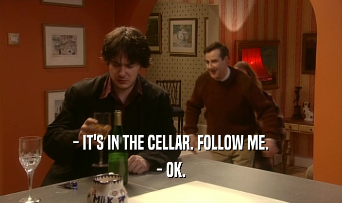 - IT'S IN THE CELLAR. FOLLOW ME. - OK. 