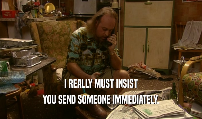 I REALLY MUST INSIST YOU SEND SOMEONE IMMEDIATELY. 