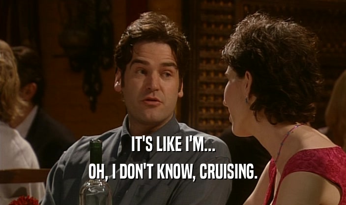 IT'S LIKE I'M...
 OH, I DON'T KNOW, CRUISING.
 