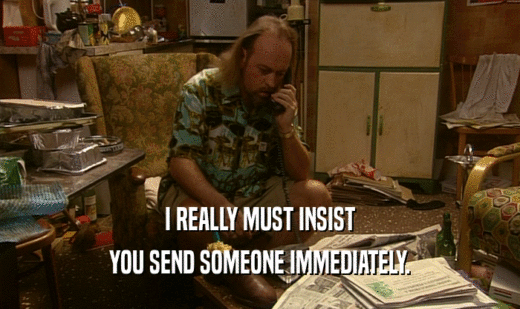 I REALLY MUST INSIST YOU SEND SOMEONE IMMEDIATELY. 