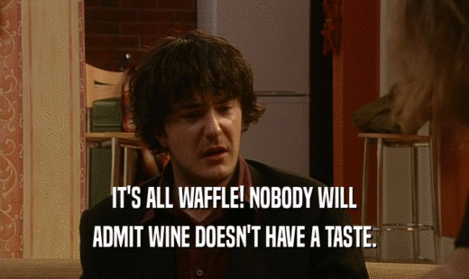 IT'S ALL WAFFLE! NOBODY WILL ADMIT WINE DOESN'T HAVE A TASTE. 