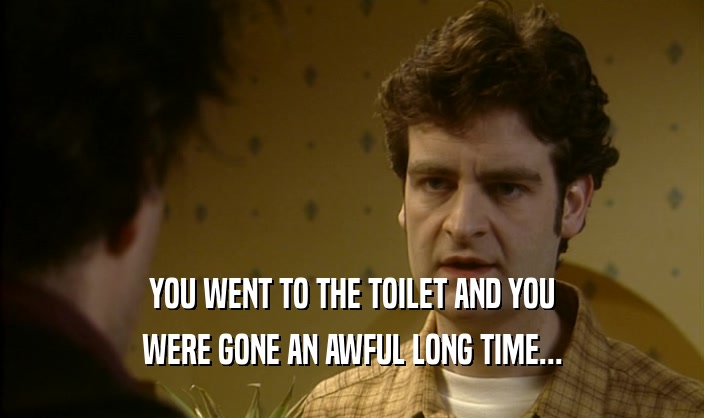 YOU WENT TO THE TOILET AND YOU WERE GONE AN AWFUL LONG TIME... 