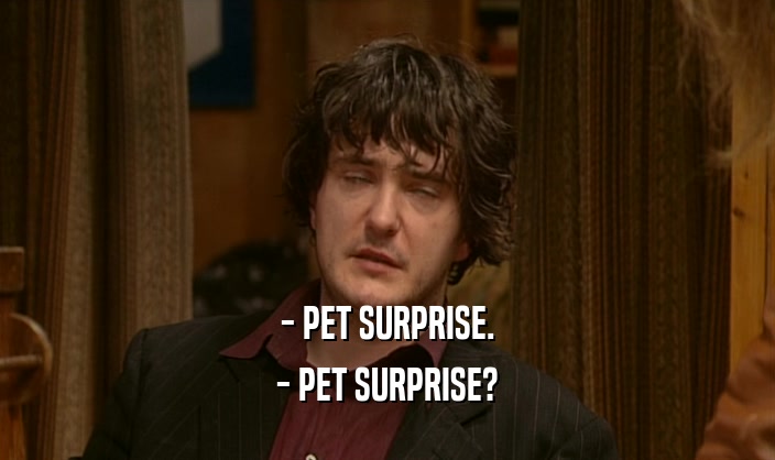 - PET SURPRISE.
 - PET SURPRISE?
 