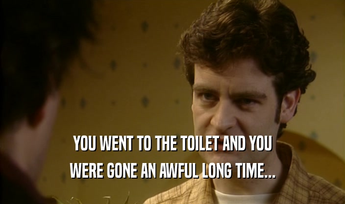 YOU WENT TO THE TOILET AND YOU WERE GONE AN AWFUL LONG TIME... 