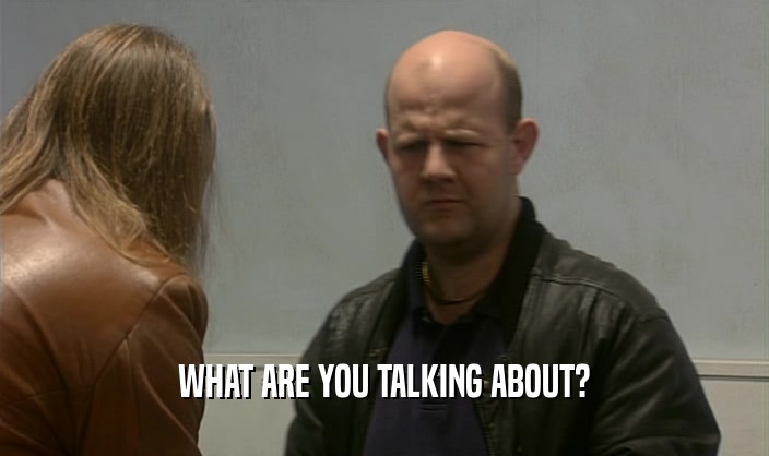 WHAT ARE YOU TALKING ABOUT?  