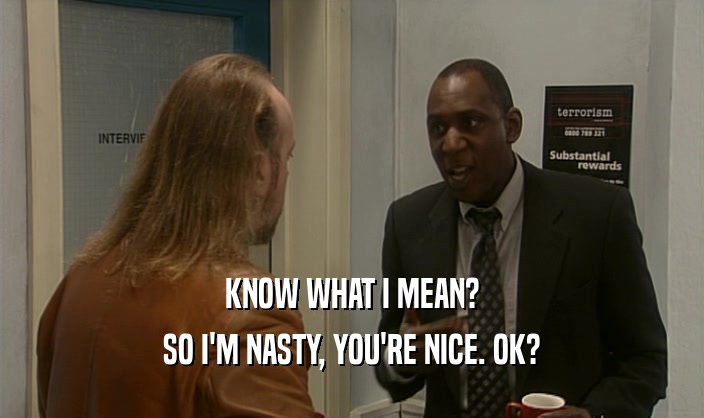 KNOW WHAT I MEAN? SO I'M NASTY, YOU'RE NICE. OK? 