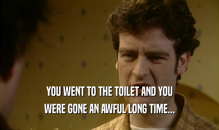 YOU WENT TO THE TOILET AND YOU WERE GONE AN AWFUL LONG TIME... 