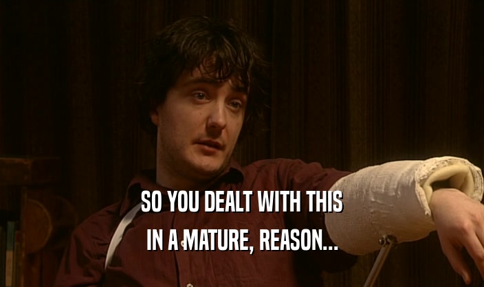 SO YOU DEALT WITH THIS IN A MATURE, REASON... 