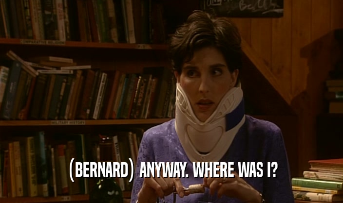 (BERNARD) ANYWAY. WHERE WAS I?  