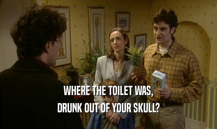 WHERE THE TOILET WAS, DRUNK OUT OF YOUR SKULL? 