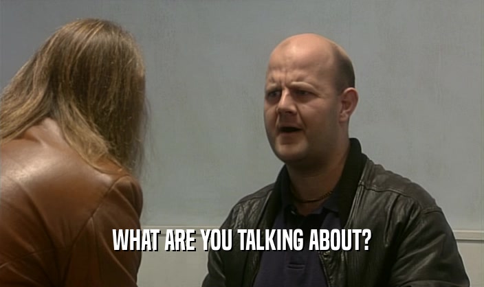 WHAT ARE YOU TALKING ABOUT?  
