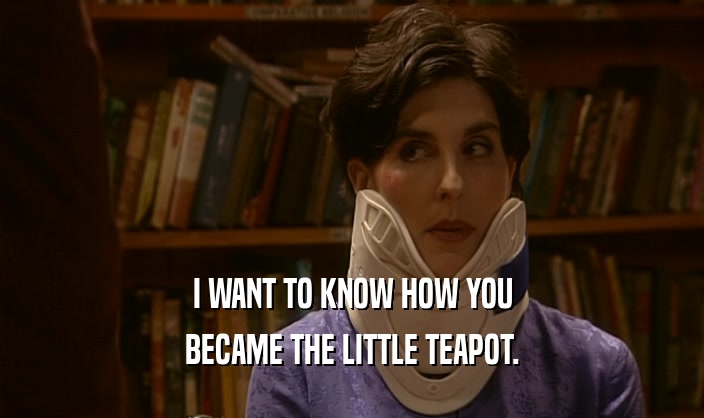 I WANT TO KNOW HOW YOU
 BECAME THE LITTLE TEAPOT.
 