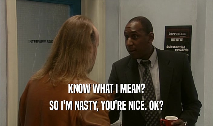 KNOW WHAT I MEAN? SO I'M NASTY, YOU'RE NICE. OK? 