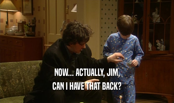 NOW... ACTUALLY, JIM, CAN I HAVE THAT BACK? 