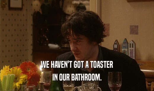 WE HAVEN'T GOT A TOASTER IN OUR BATHROOM. 