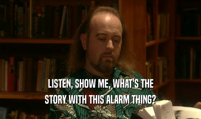 LISTEN, SHOW ME, WHAT'S THE STORY WITH THIS ALARM THING? 